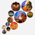 Artvibes Start with Jesus Christian Round Shape MDF Wooden Wall Art for Home Decoration | Spiritual Decor Items | Wall Art Paintings | Wall Poster| Stylish Modern Artwork | Gift (WPS_124N), Set of 11