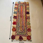 ATRANGI STUDIO Rectangle Jute Rug | Handwoven Braided Design Mat | Rectangular Floor Rug for Living Room, Bedroom, Reading Corner | Boho Home Decor | 20x55 inch, Multicolour