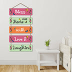 Artvibes Bless Our Home With Laughter Decorative Wall Art MDF Wooden Wall Hanger for Living Room | Quotes Decor Item | Home Quotes Wall Hanging | Modern Decor Items | Wall Poster(WH_6202N)
