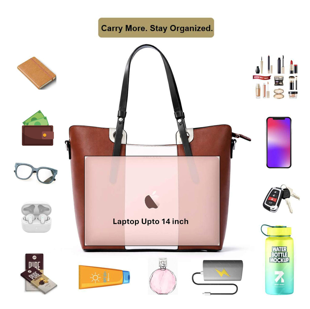 SMAARA Trielegance Stylish Tote Bag for Women, Coffee