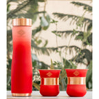 INDIAN ART VILLA Copper Bottle & Glass Gift Set - 950 ml Water Bottle & 2 Glasses (300 ml Each) - Pure Copper with Pink Ombre Silk Finish, Perfect for Gifting & Everyday Use