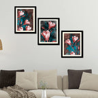 VIBECRAFTS Tulips Flower Decorative Wall Frames Set of 3 For Office Digital Reprint Posters with Synthetic Wooden Frame Home, Office Decorative Gift Item(15 inch x 12 inch)(PFVC3Pcs4_1318)