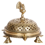 Artvarko™ Brass Tortoise Peacock Incense Burner - Loban Dhoop Dani for Home, Office, Temple, God Puja (6.5x5x4.5 Inches)