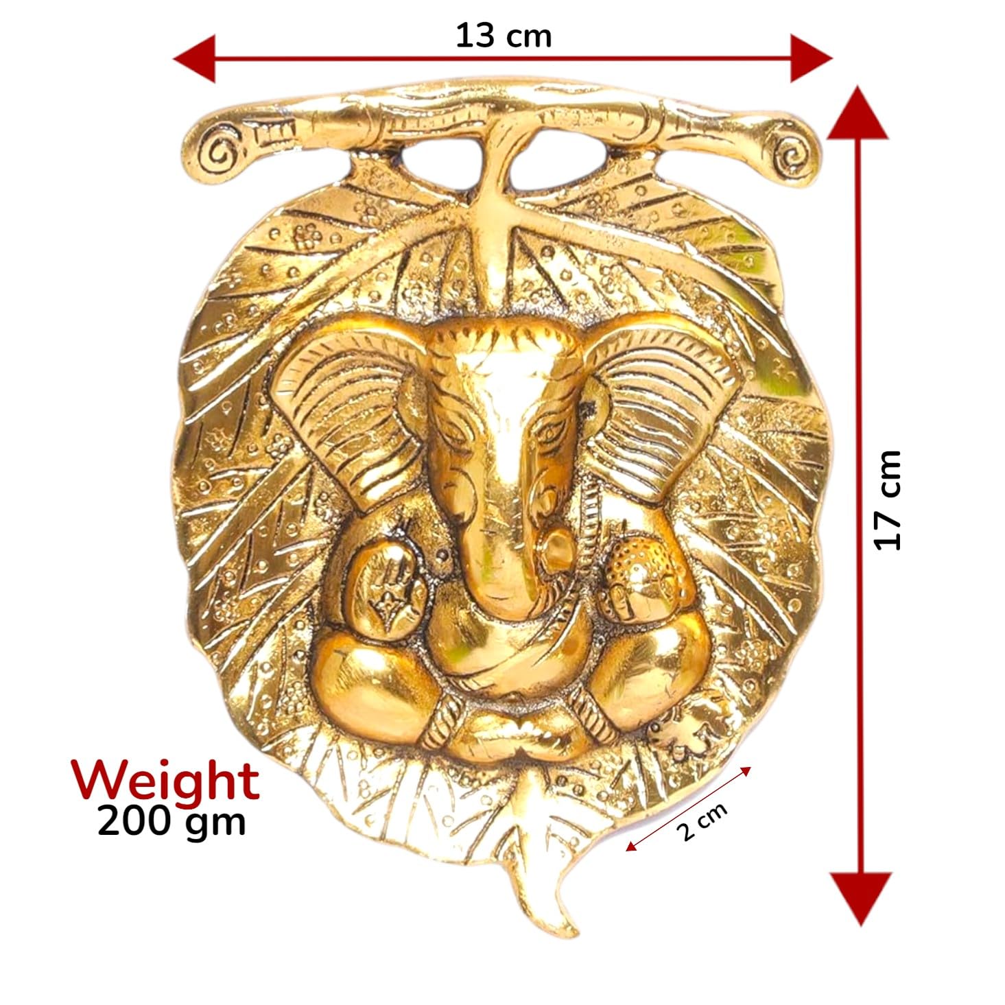 KridayKraft Metal Ganesha ji Statue Ganpati Wall Hanging Sculpture Lord Ganesh Idol Lucky Feng Shui Home Office Wall Décor & Gift on Diwali Wedding Decorative Showpiece Item