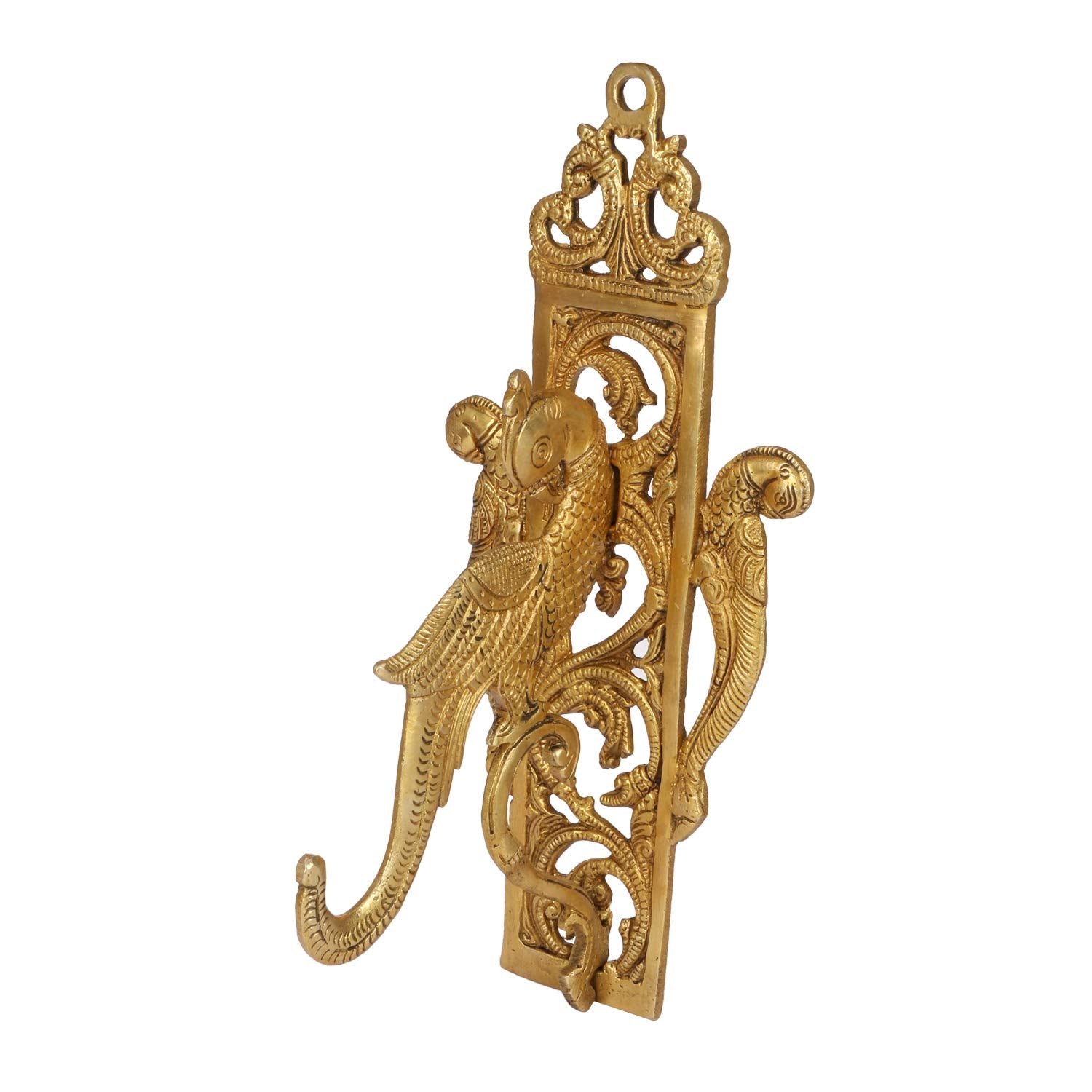 ARTVARKO Brass Traditional Parrot Wall Bracket Wall Hook Hanger for Hanging Diya Lamp Wall Decor - 10 Inches