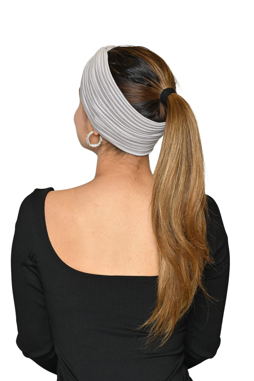 The Headscarves Bamboo Viscose Beautiful Gathered Headband For Women's (SS411_ASH)