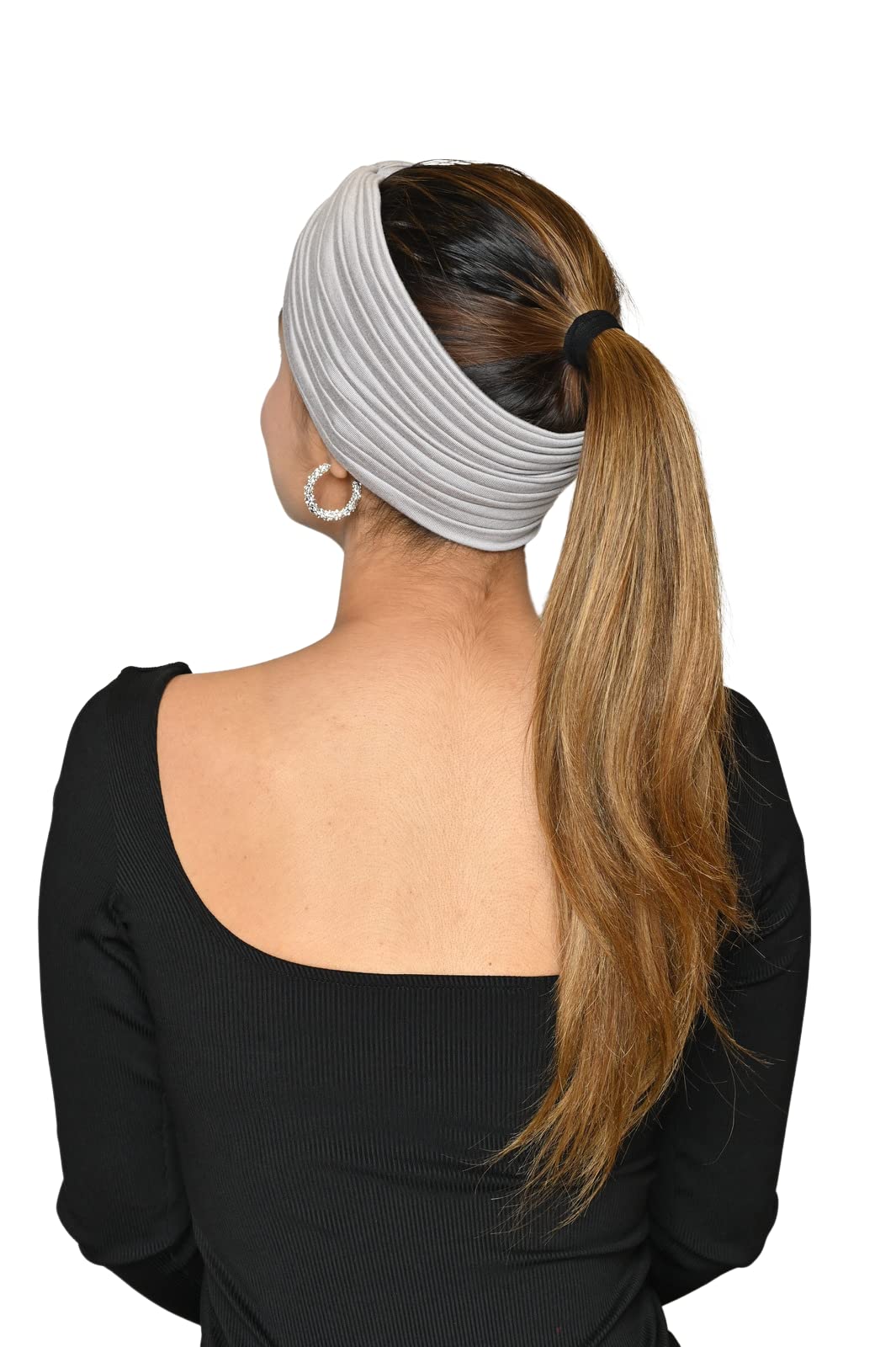 The Headscarves Bamboo Viscose Beautiful Gathered Headband For Women's (SS411_ASH)