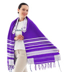 HalleluYAH King Solomon Tallit Prayer Shawl 72x 22 with Bag | Designed in Israel, Purple, Medium