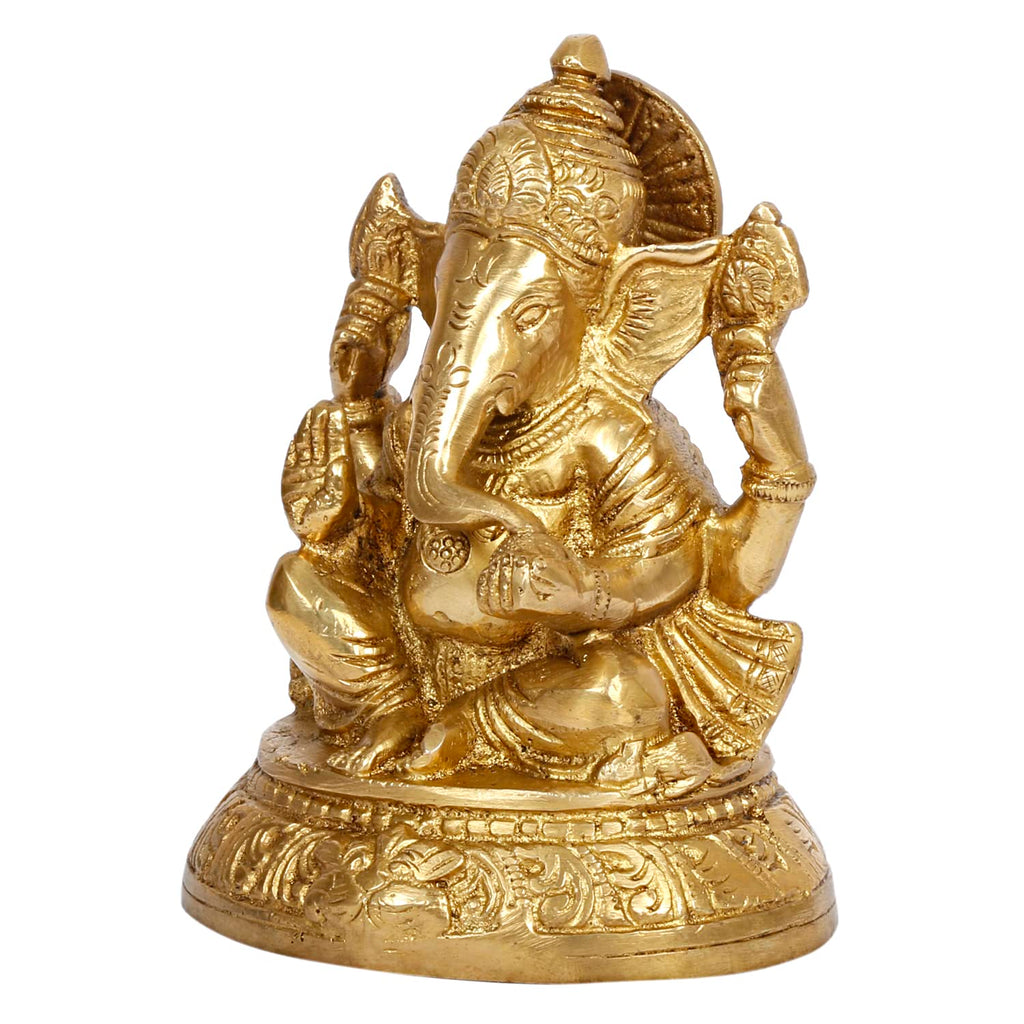 Svarup Brass Ganesh Ganesha Idol Good Luck God Statue Religious Pooja Temple Decorative Sculptures Height 5 Inch