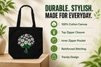 ECOEK Stylish Canvas Tote Bag for Women, Reusable Trendy Zipper Handbag with Pocket, Lightweight Aesthetic Cotton Tote for College, Office, Travel & Daily Use(Daisy)