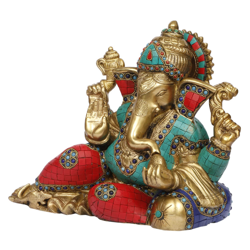 ARTVARKO™ Brass Ganesha Ganesh Big Statue for Home Entrance Decor Ganpati Idol Murti Marriage Gift Good Luck Success Diwali Puja (11x6x9.5 Inch)