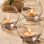 Mahganya Glass Tealight Candle Holders Decorative Items for Home Christmas and Diwali Set of 2 (Clear)