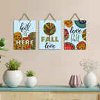 Artvibes Fall In Love Printed Wooden Wall Art For Home Decor | Valentine's Day | Quotes Decor Item | Gift Items For Girlfriend Boyfriend Husband Wife | Art Piece | Wall Art Print (WH_9602N), Set of 3