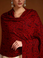 Pashmoda Women Gulpari Kaani Stole, Authentic Kashmiri Luxury Pashmina Style Shawl, Stole, (Size 28x80 Inches, Maroon Color) MAVST06
