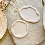 Kitty Cat® Handmade Concrete Trinket Tray Set of 2 – Aesthetic Minimalist Decorative Plates for Jewelry, Candles, Vanity & Table Décor | Modern Home & Office Organizer (Irregular Duo Tray Set)