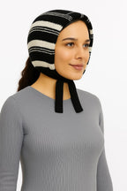 NISHVITH Lines - Stylish Winter Knit Muffler, Striped Pattern, Ear Protection Design with Ties, Warm Casual Wear for Women(Pack of 2, Multicolor, Color Varies)