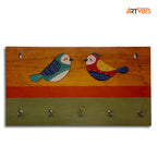 Artvibes Unique Stylish Wooden Key Holder for Wall Decor with Stylish Stainless Steel 5 Hooks Beautiful Key Organizer for Home Decoration(KH_800)