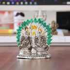 KridayKraft Mini Laxmi Ganesh Murti – Divine Lord Idol for Home & Office Décor, Intricately Designed Pooja Statue & Spiritual Showpiece for Living Room, Bedroom, Temple (Silver)