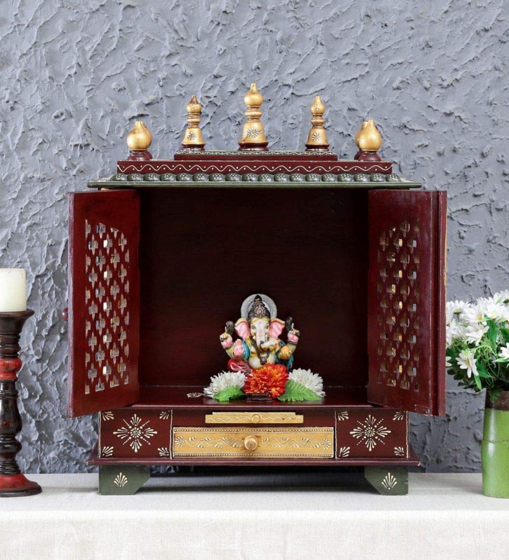 Kamdhenu Art and Craft Wooden Temple/Home Temple/Pooja Mandir/Pooja Mandap/Temple for Home (BJ18)