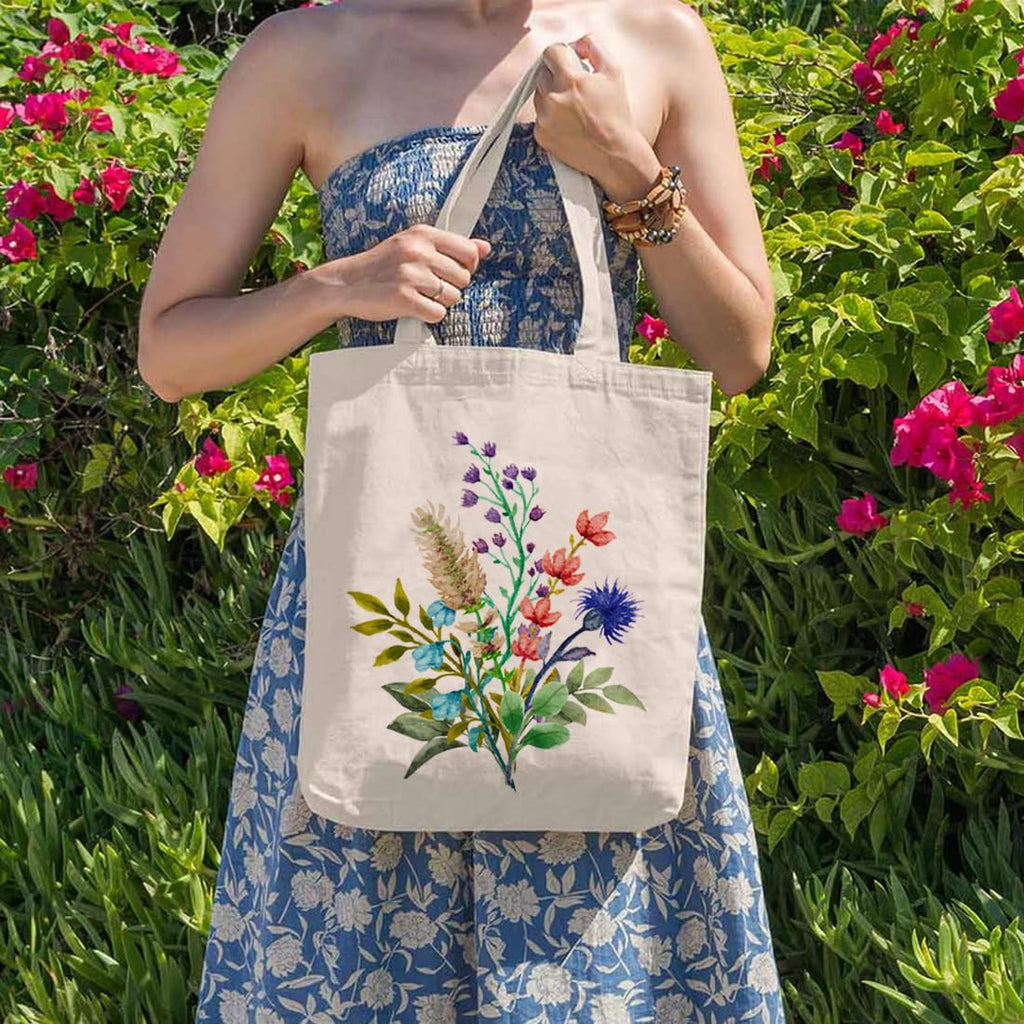 AY FASHION Canvas Tote's Tote Bags Reusable Cotton Shopping/Grocery Bag | Multi-Purpose Bag Canvas Bag Recycle think sustainable for Women etc(Off-White Color, 16x15 inch with handle 12 inch)_09