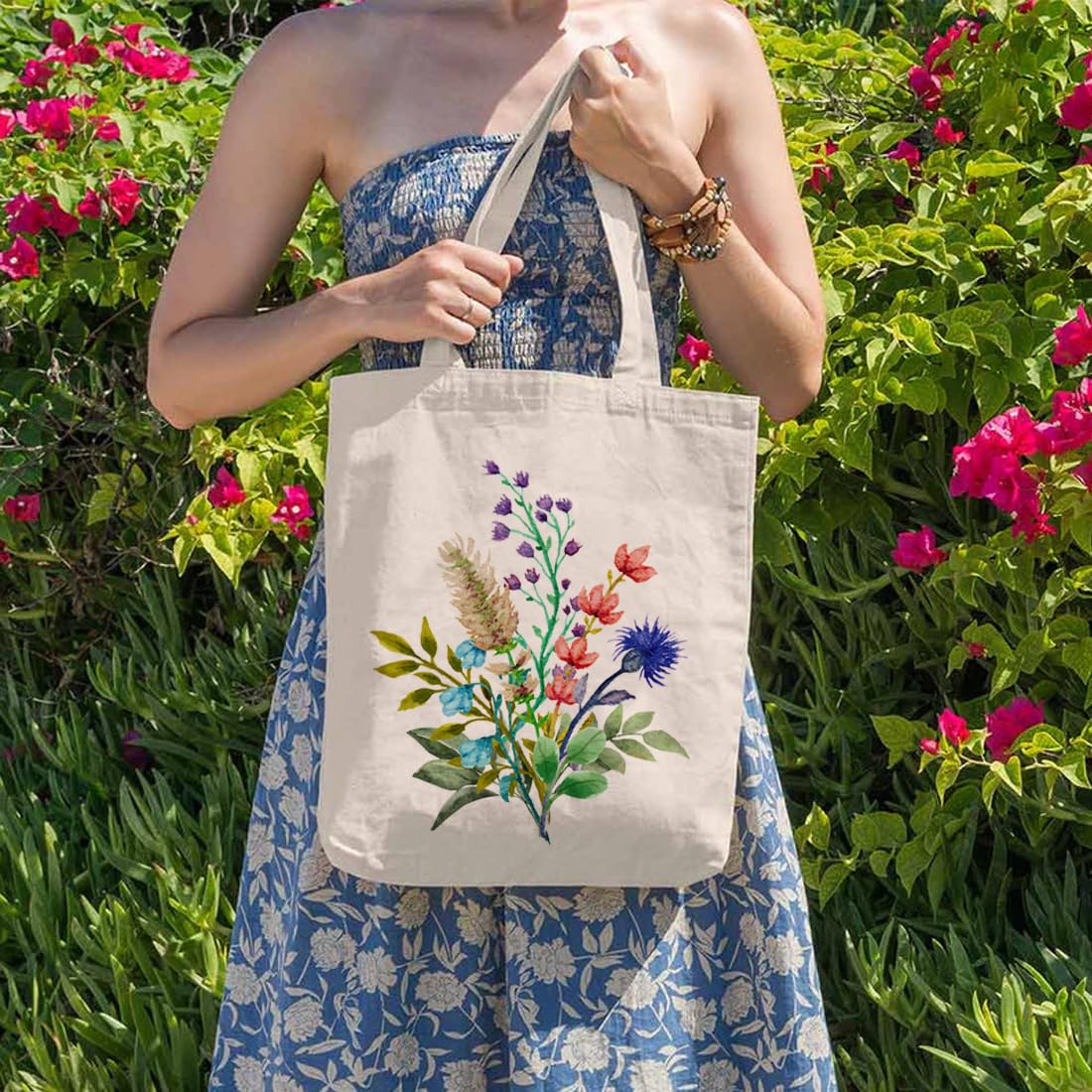 AY FASHION Canvas Tote's Tote Bags Reusable Cotton Shopping/Grocery Bag | Multi-Purpose Bag Canvas Bag Recycle think sustainable for Women etc(Off-White Color, 16x15 inch with handle 12 inch)_09