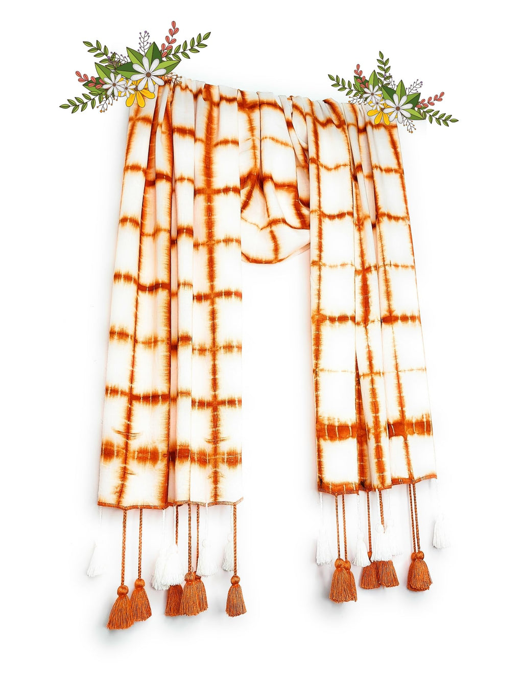 Chandwasia Traditional Shibori Pattern Scarf, scarves, Viscose Fabric stole & Shawl Design for Men & Women Summer & Winters Classy Look (Design 17)