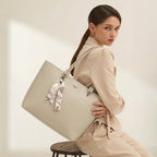 EXOTIC Celeste Structured Tote Bag with Laptop Compartment | Premium Minimal Design | Multi-Section Interior | Everyday Work & Travel Tote (Off White)