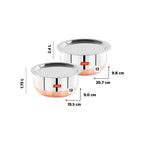 Sumeet Stainless Steel Copper Bottom Belly Shape 2 Pc Tope/Cookware/Pot Set with Lid 1.75 liter , 2.4 liter (Silver)