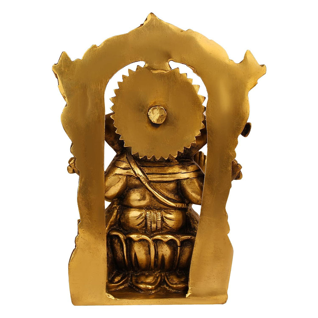 SVARUP Brass Sitting Ganesha Idol in Gold Color Height 8 Inch Weight 1.7 Kg