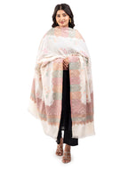 Naureen Women Faux Pashmina Kani Shawl, Floral Artwork, Warm and Soft, 40x80 inch