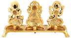 KridayKraft Laxmi Ganesh Saraswati Metal Idol Decorative Platter with Diya (Gold)