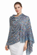 VIC Cashmere Silk Modal Digital Print Crystal Highlight Stole for Women - Steel Blue Multi – Soft Lightweight Luxury Designer Shawl Wrap, 70 x 200 cm | VIC-CSM-DPPAC7202