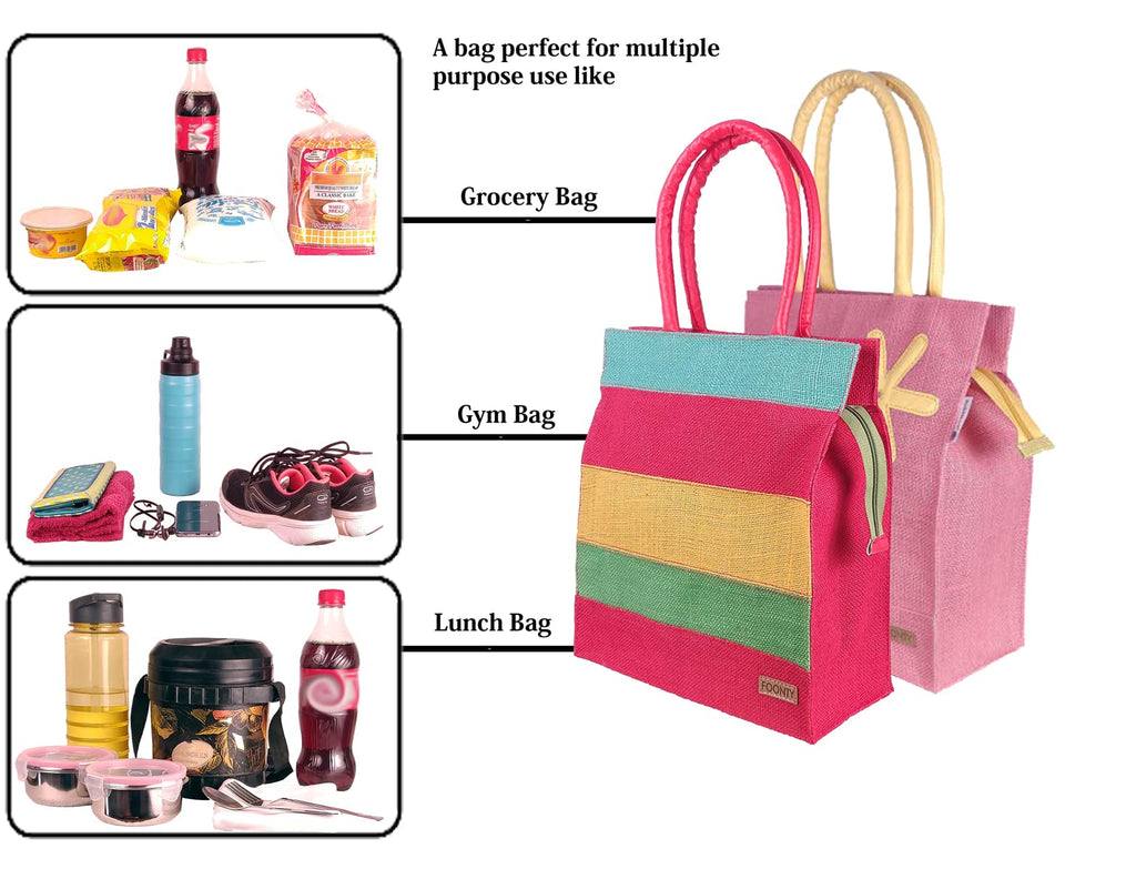 FOONTY Daily Use Tote Bag/Grocery Bag/Gym Bag/Lunch Bag(Multicolor,FAB-34A)