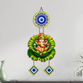 Artvibes Bal Ganesh on Lotus Leaf Evil Eye Wall Hanging for Home Decor | Nazar Protection Hanging for Entrance Living Room Temple Office | Vastu Blessings Positive Energy Decorative Gift (WH_8569N)