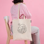 VVWV Summer Wave Mountain Printable Printed Reusable Tote Bags | 100% Organic Cotton Shopping/Grocery Bag | Multi-Purpose Bag | Sturdy Canvas Bag with 15kgs Capacity (13 x 15.7 Inch)