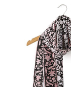 Ravaiyaa - Attitude is everything Hand Block Printed Cotton Long Women's Stole Scarves Hijab Neck Wrap Scarf 71 X 21 Inch (Black Floral) For Female