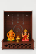EXPRO Wooden Wall Mounted Pooja Mandir for Home & Office, Wooden Temple for Home Decor Hanging Pooja Stand for Idols | Height: 5 | DIY (Do-It-Yourself) (Height 41 | OM Design-1)