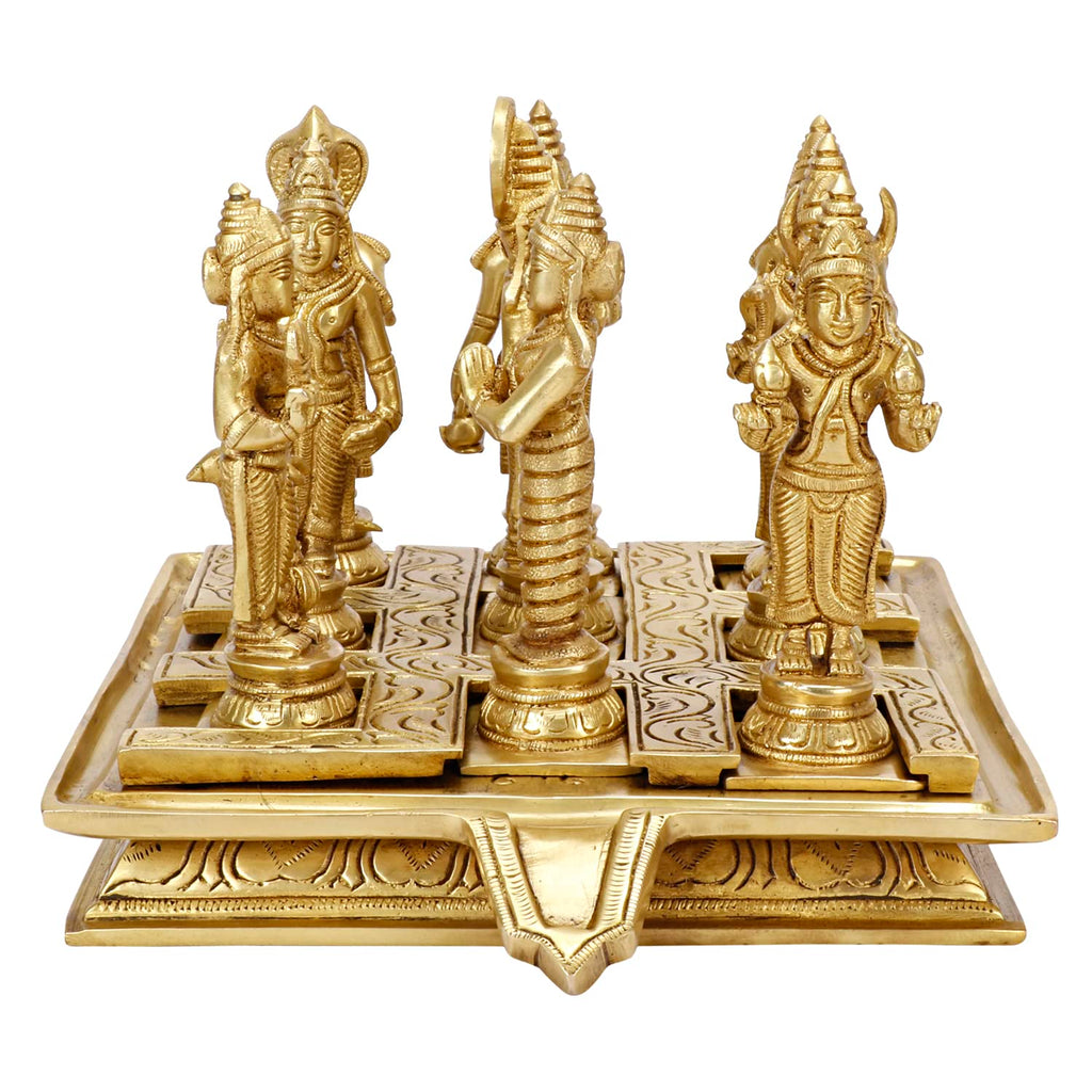 ARTVARKO Brass Navagraha Statue Nine Plant Kundli Navgraha Puja to Remove The Negative Effects of The Malefic Planets 7 Inch
