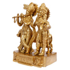 ARTVARKO Brass Radha Krishna with Cow Standing Playing Flute Statue for Home Mandir Pooja Krishan Ji Murti Temple Puja Office Home Décor Showpiece Gift 11.5 Inch.