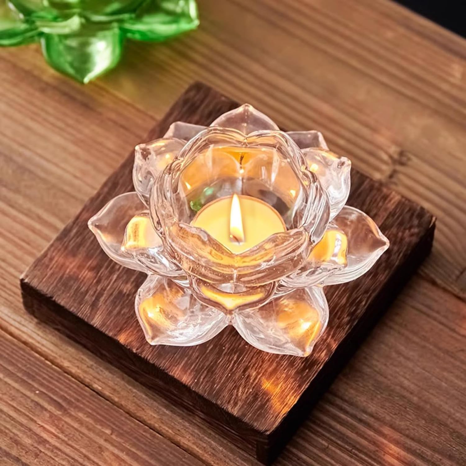 WQR Premium Glass Lotus Flower Tea Light Candle Holder Exquisite Crystal Diya for Diwali | Perfect and Creative Decoration in Dipawali Christmas Eid Wedding Party | Best Gift Set of (Diva- 1)