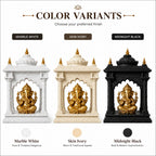 Premium Ganesh Mandir for Home | 3D Printed Temple with Idol (Grey, Large)