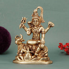 ARTVARKO Brass Lord Shiva Shiv Murti Idol Bhole Nath with Nandi Shivling Statue Home Mandir Puja Temple Gift Gold Color 5.5 Inch