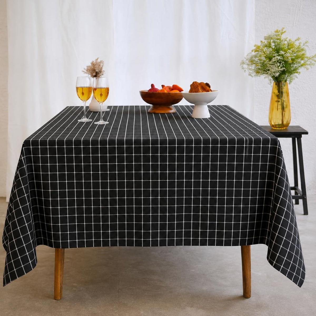 CRAZYWEAVES 100% Cotton Tablecloth for 8 Seater Dining Table (58 X 72 Inches) Table Cover in Pure Cotton Fabric Durable, Reusable & Ideal for Family Dining Tables | Soft, Washable & Durable Fabric Kafalo