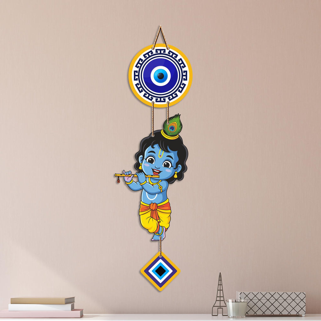 Artvibes Bal Krishna Evil Eye Wall Hanging for Home Entrance Decor | Nazar Battu Protection Hanging for Living Room Bedroom Temple Office | Vastu Positive Energy Decorative Gift (WH_8570N)