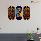 Artvibes African Lady and Mandala Pattern Decorative MDF Wooden Wall Art for Home | Room Decoration | Handcrafted Art | Aesthetic Wooden Decor | Artworks Hangings | Ideal Gifts (WH_9017N), Set of 3