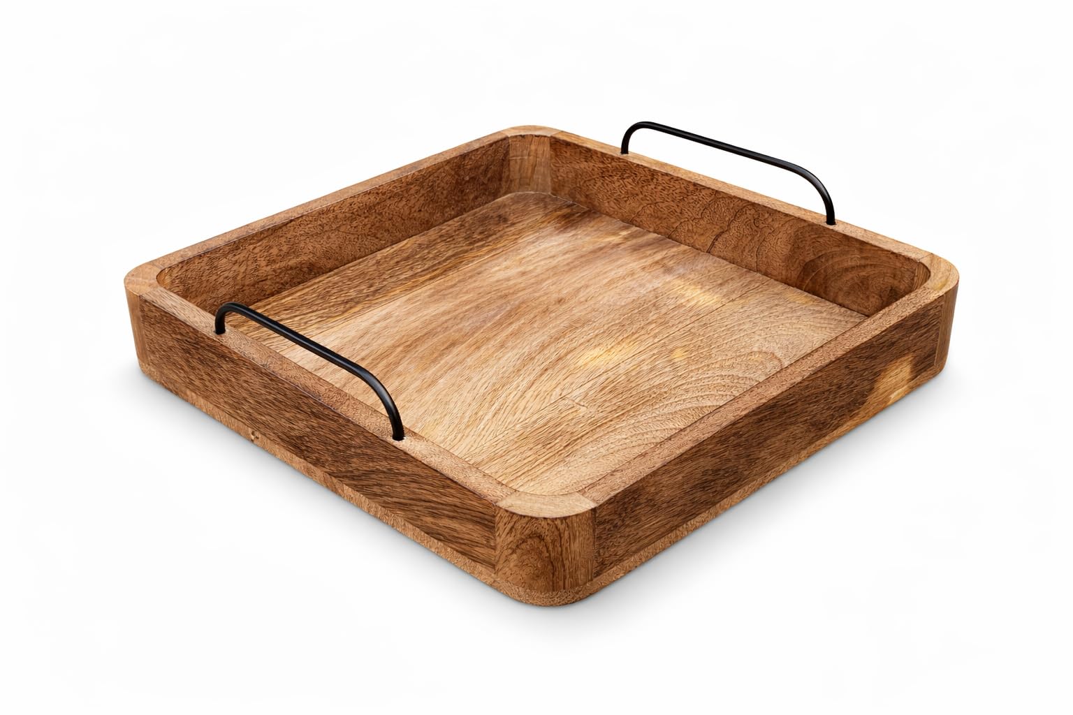 MT WoodRyzn Wooden Serving Tray for Home & Kitchen Item Serving Snacks & Fruits Decorative Kitchen & Dining Table Tray Decor 9 Inch