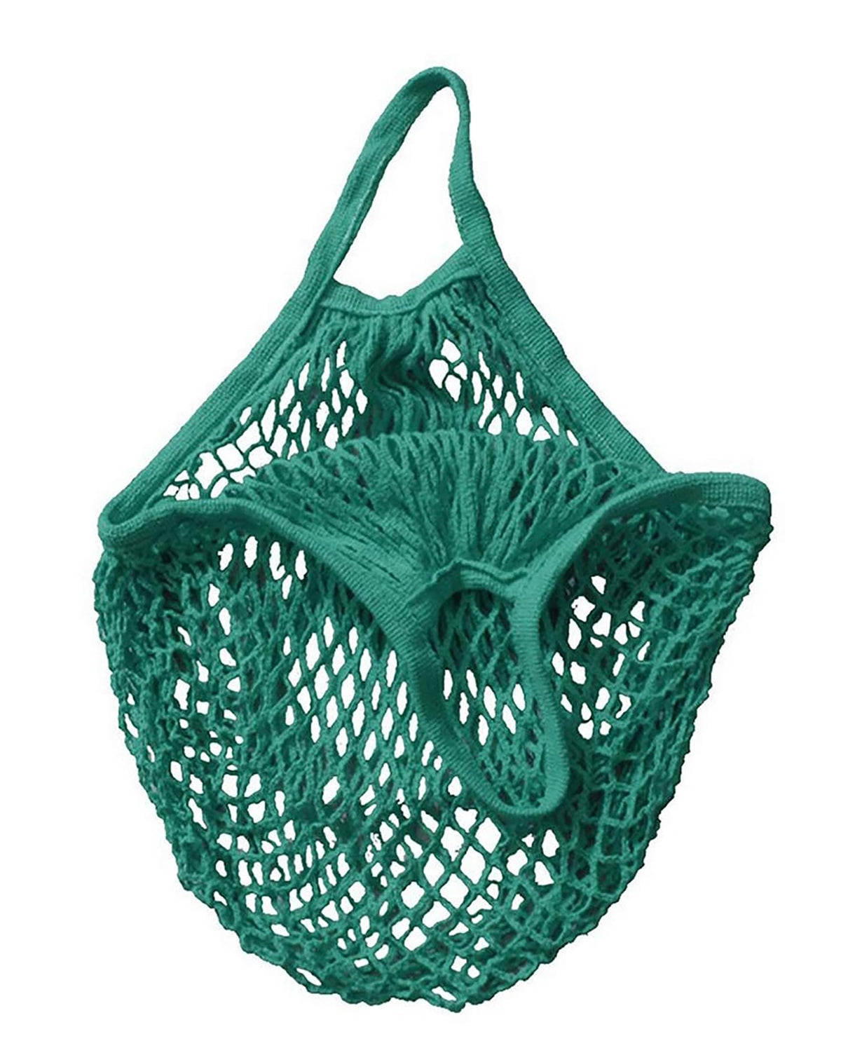 MSK Looms Eco Friendly Light Weight Cotton Net String Bag with Short Handle, Reusable Produce Bag for Fruits and Vegetable - Green