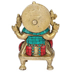 Svarup Brass Sitting Ganesha Idol in Multicolor Height 4 Inch Weight 0.75 Kg