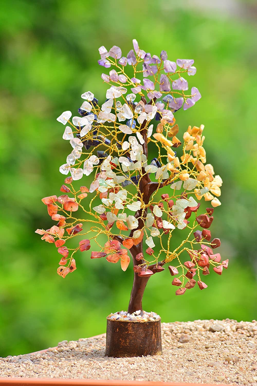 A P HOMES 7 Chakra Healing Gemstone Tree - Handcrafted Feng Shui Crystal Tree for Positive Energy, Wealth, and Balance | Meditation Decor, Reiki Healing, Home & Office Decor Gift (300 Beads)