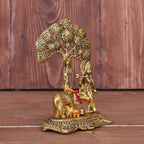 KridayKraft Kamdhenu Cow with Krishna Standing Under Tree Plying Flute Metal Statue,Krishna Murti Idol for Pooja & Decor Your Home,Office,Showpiece Figurines,Religious Idol Gift Article...